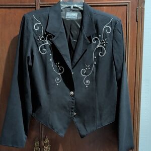 Black Embellished Western Blazer